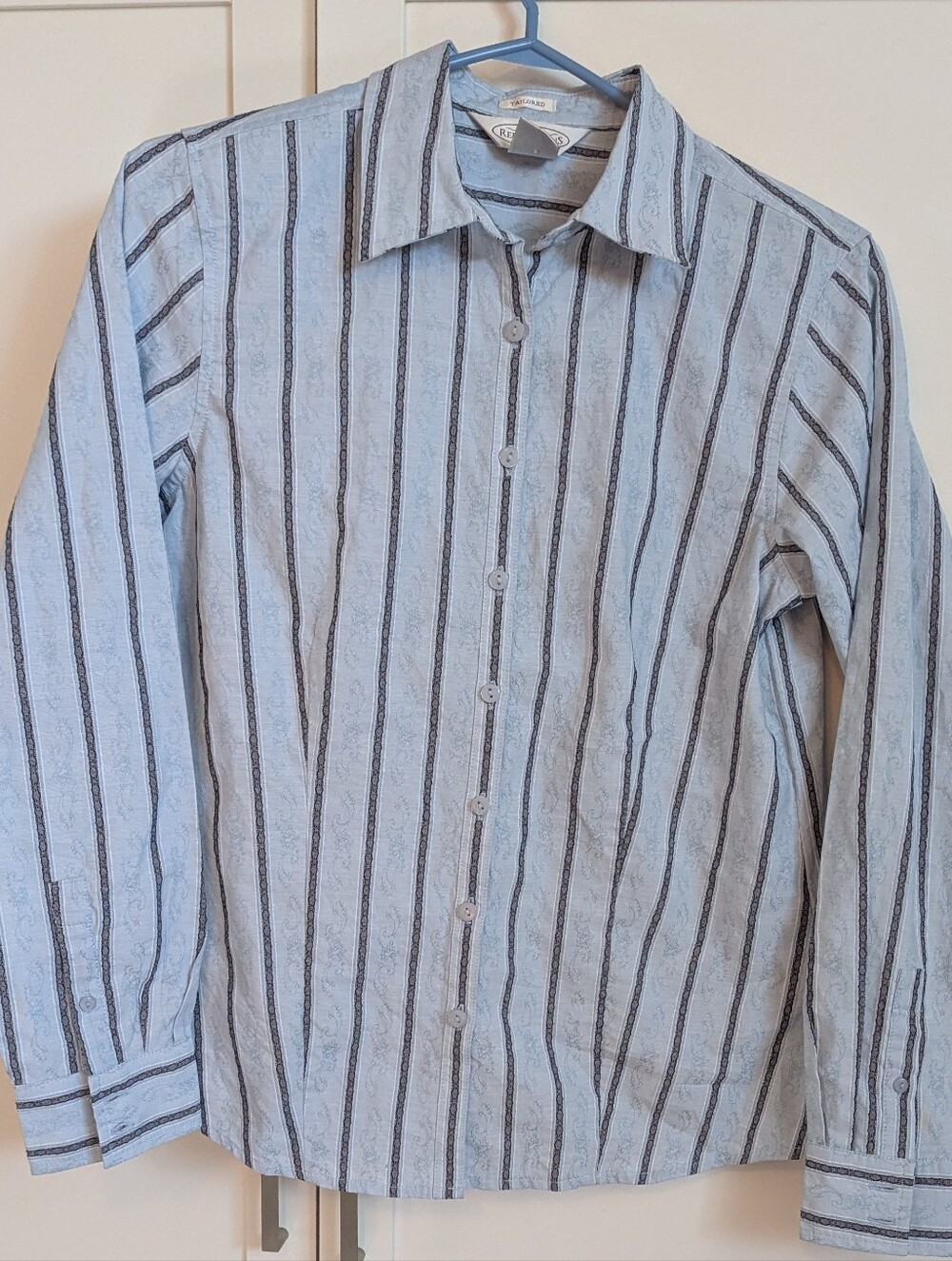 Northern Reflections Light Blue and Gray Striped Button-up Shirt